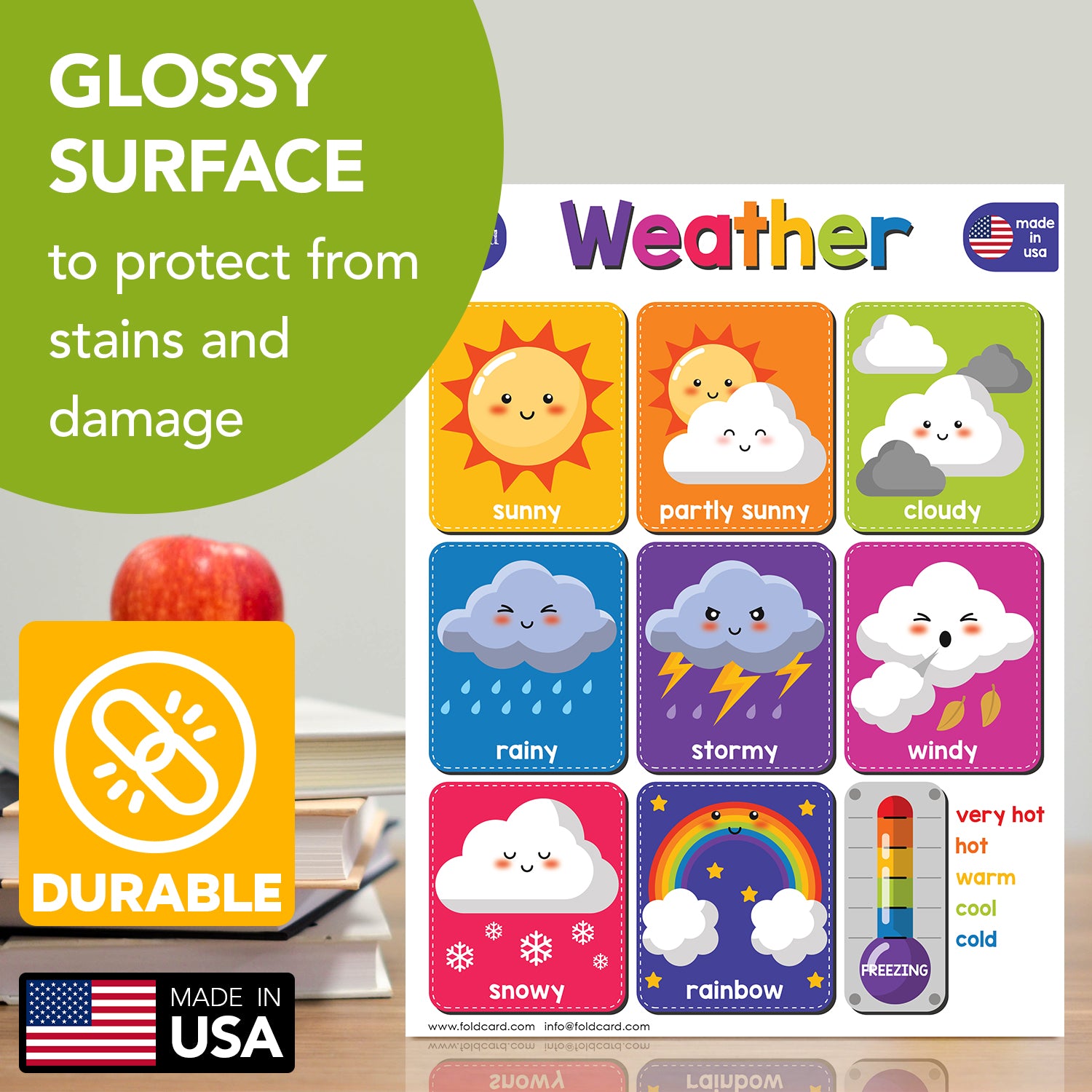 Bright Weather Chart | Preschool to Grade 1 | 8.5" x 11" | 5-Pack