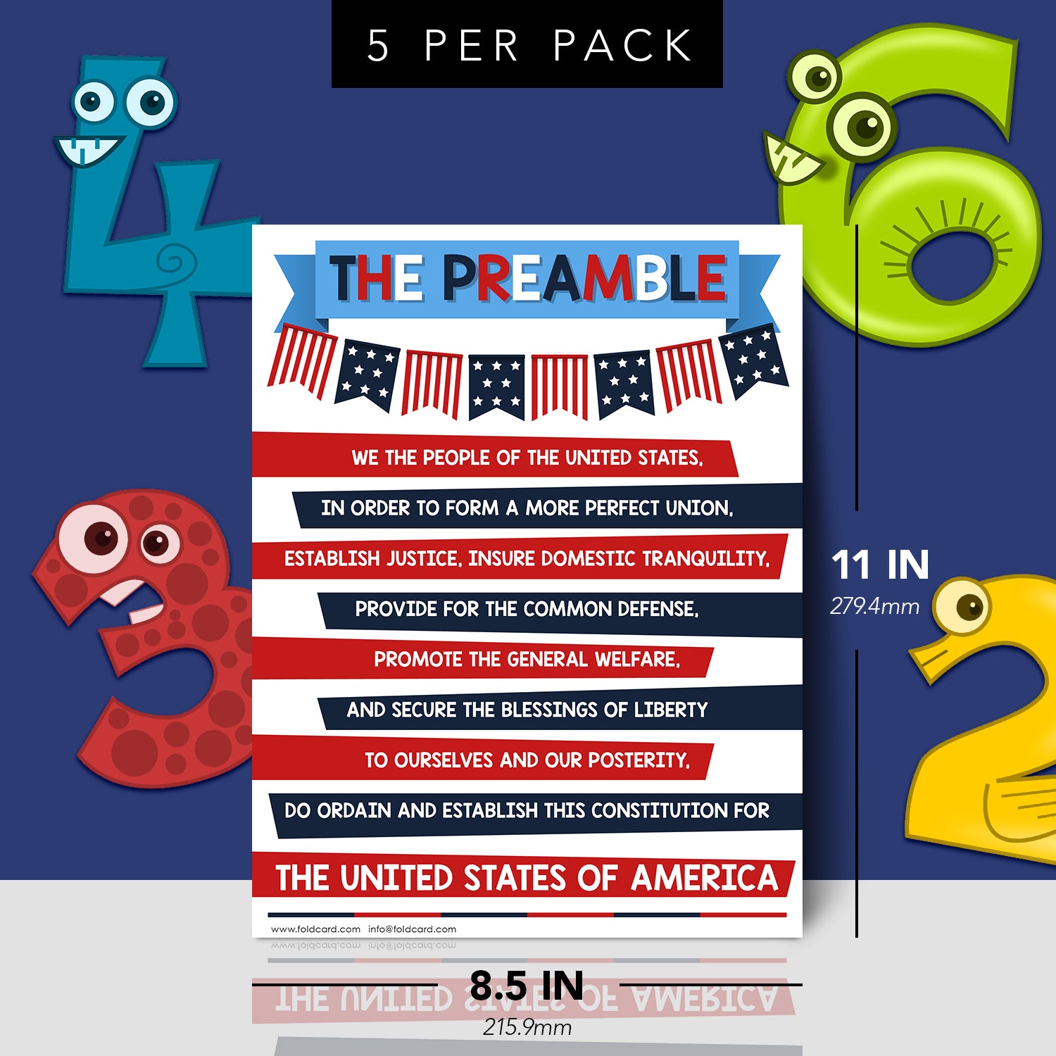 USA Preamble Educational Charts | Preschool to Gradeschool