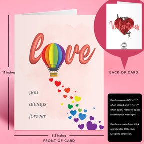 "Love You, Always, Forever" Big Valentine's Day Greeting Cards and Envelopes – 8.5" x 11" Large Jumbo Size Valentines Card – 2 per Pack