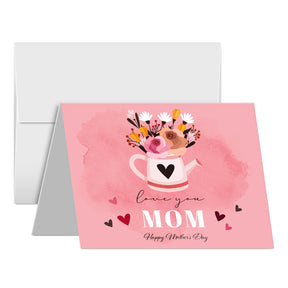 Love You Mom, Happy Mother's Day – Appreciation Thank You Greeting Cards and Envelopes for Mom, Wife | 4.25 x 5.5 | 10 per Pack