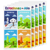 Spanish Seasons Chart for Kids | Bright and Colorful Educational Poster | 11" x 17" | 5 Pack