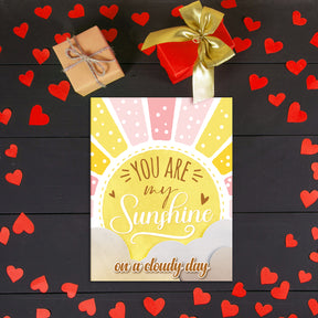"You Are My Sunshine" Big Valentine's Day Greeting Cards and Envelopes – 8.5" x 11" Large Jumbo Size Valentines Card – 2 per Pack
