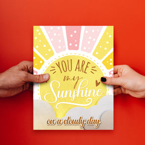 "You Are My Sunshine" Big Valentine's Day Greeting Cards and Envelopes – 8.5" x 11" Large Jumbo Size Valentines Card – 2 per Pack