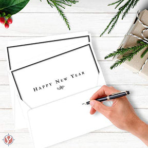 "Happy New Year" Greeting Cards & Envelopes - 25 Per Pack FoldCard