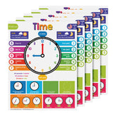 Colorful Time Chart for Kids - Learn to Tell Time | Durable Cardstock | 8.5" x 11" | 5-Pack