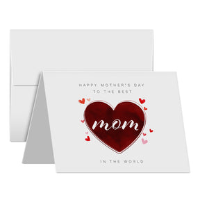 Happy Mother's Day to the Best Mom in the World – Thank You Greeting Cards and Envelopes for Mom, Wife | 4.25 x 5.5 | 10 per Pack