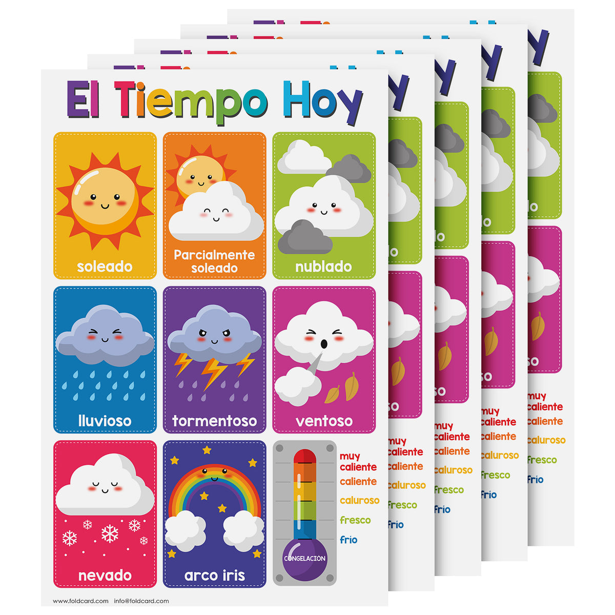 Spanish Bright Weather Chart | Preschool to Grade 1 | 11" x 17" | 5-Pack