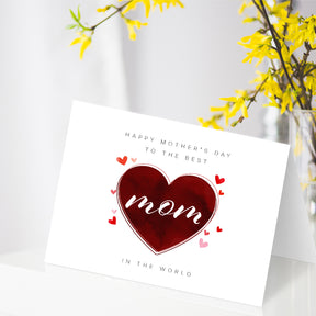 Happy Mother's Day to the Best Mom in the World – Thank You Greeting Cards and Envelopes for Mom, Wife | 4.25 x 5.5 | 10 per Pack