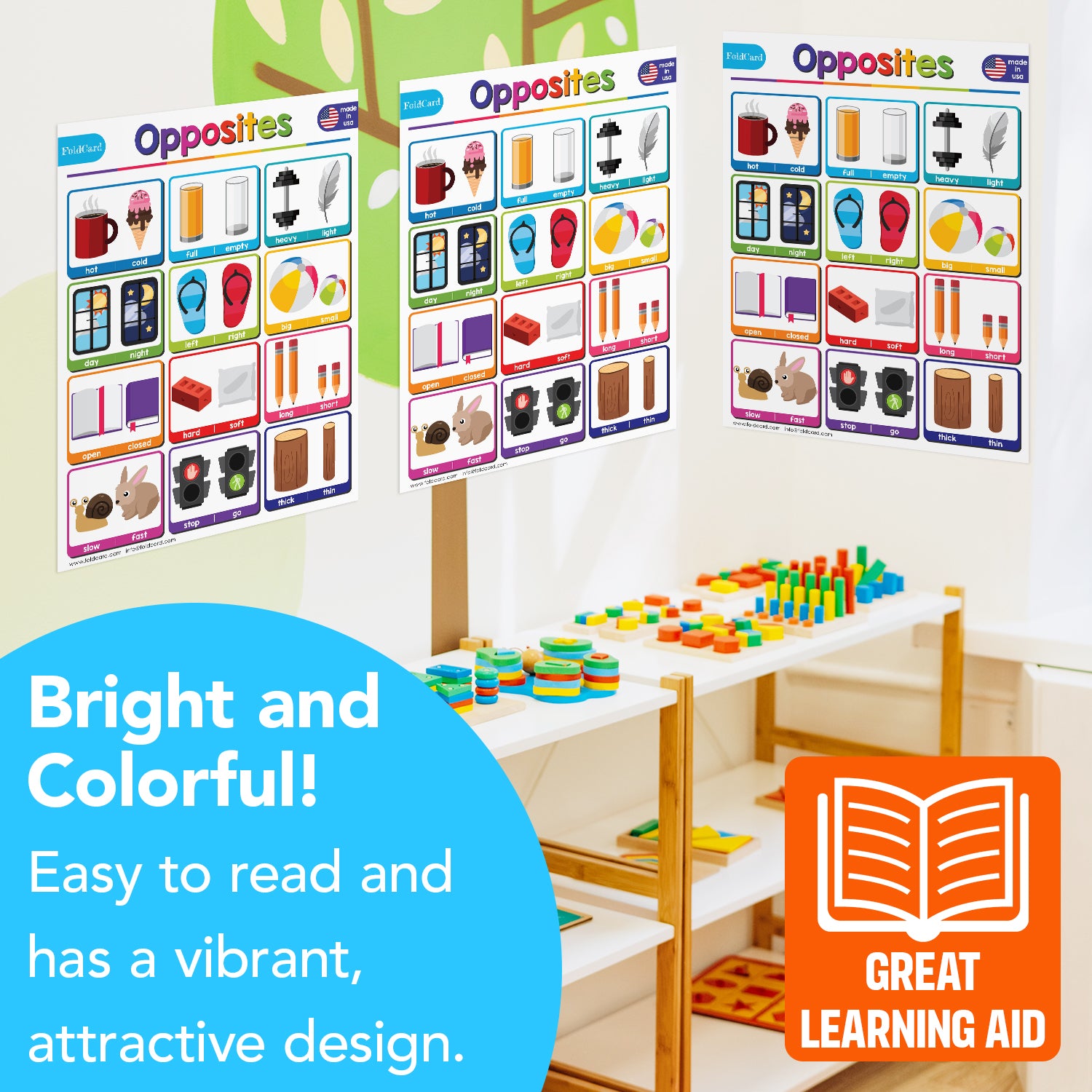 Vibrant Opposites Chart for Kids - Fun Learning Poster | Preschool to Grade 1 | 8.5" x 11"