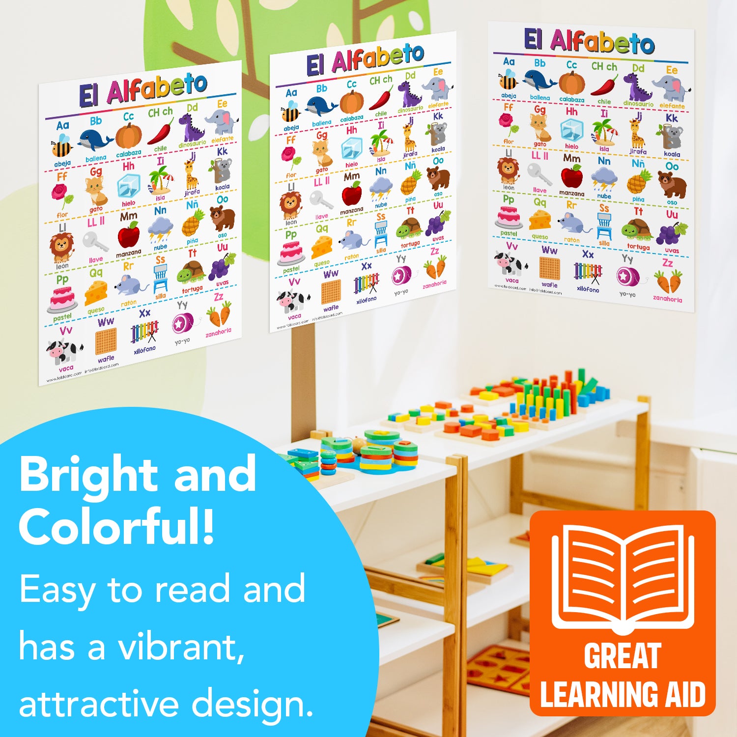 Spanish Alphabet Chart for Preschool to Grade 1 Kids - Educational Learning Aid | 8.5" x 11" | 5 Pack