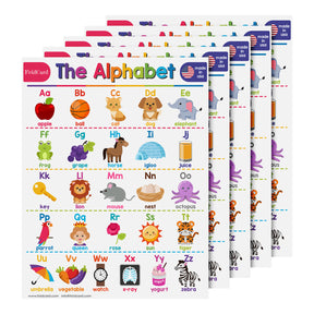 ABC Alphabet Chart for Preschool to Grade 1 Kids - Educational Learning Aid | 8.5" x 11" | 5 Pack