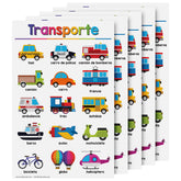 Spanish Transportation Chart for Kids – Bright & Colorful Educational Poster | 11" x 17" | 5-Pack