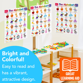 ABC Alphabet Chart for Preschool to Grade 1 Kids - Educational Learning Aid | 8.5" x 11" | 5 Pack