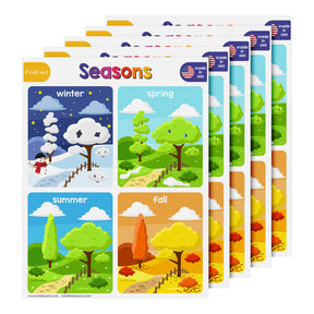 Seasons Chart for Kids | Bright and Colorful Educational Poster | 8.5" x 11" | 5 Pack