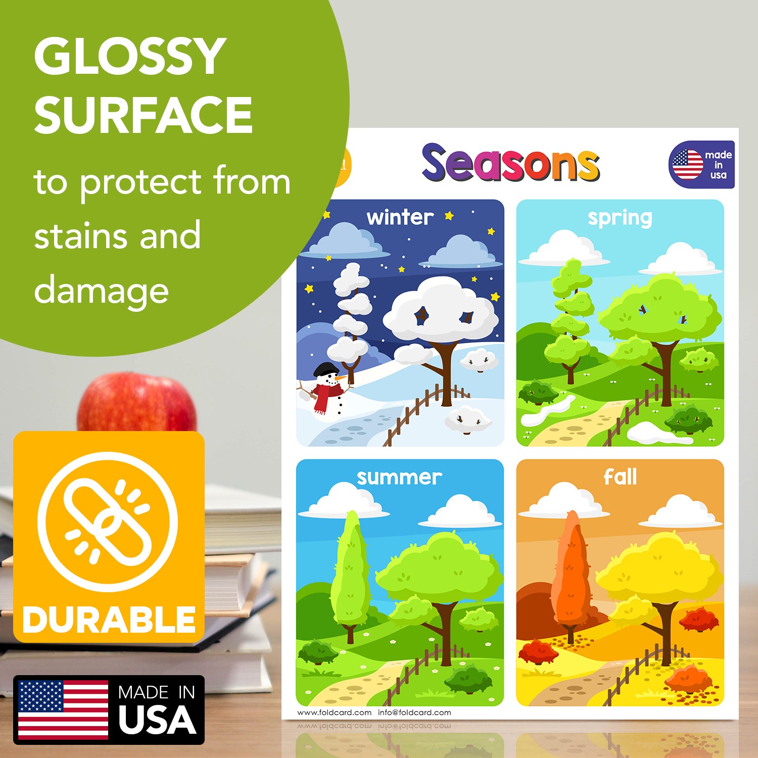 Seasons Chart for Kids | Bright and Colorful Educational Poster | 8.5" x 11" | 5 Pack