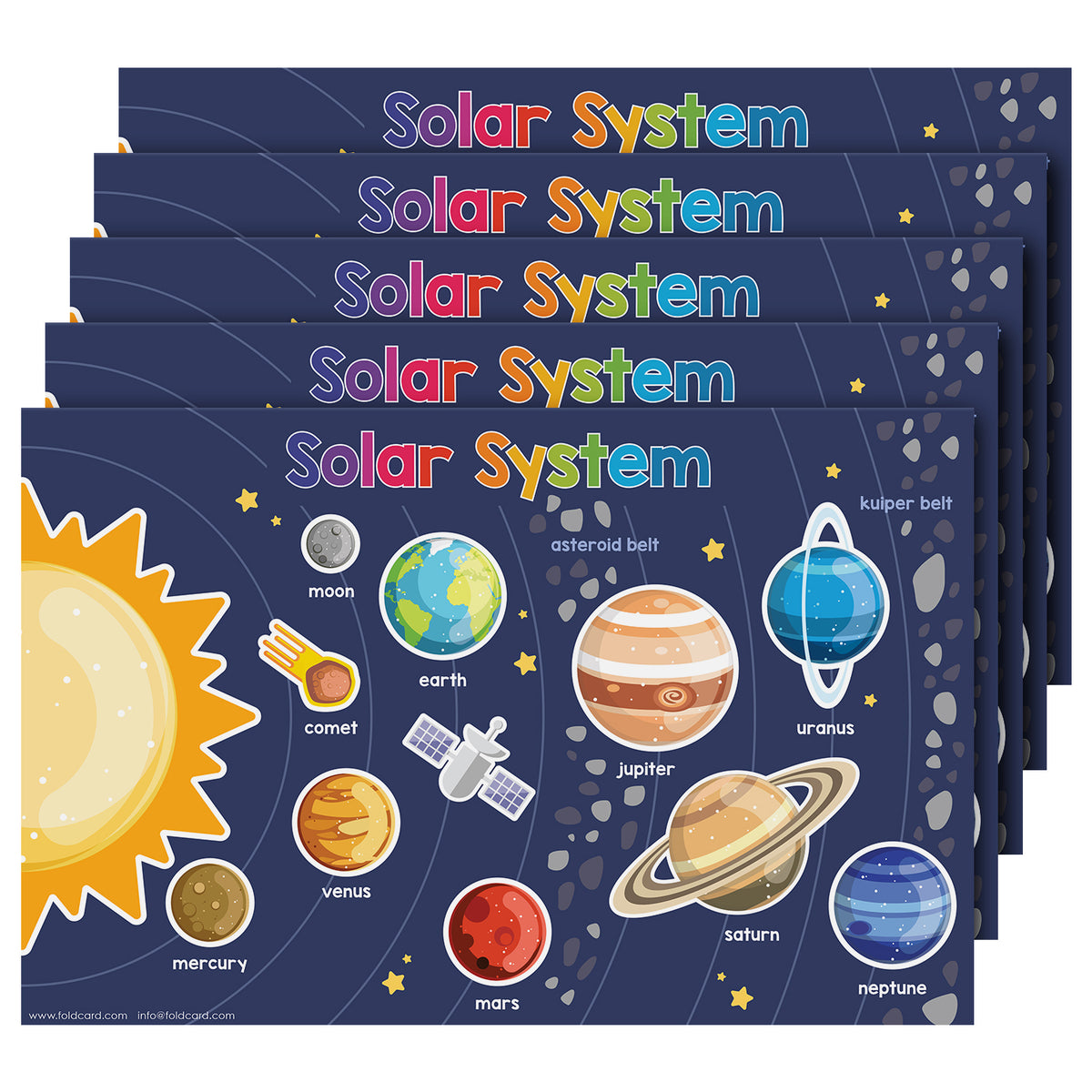 Solar System Chart Science Poster - 11" x 17" Educational Visual for Learning | 5-Pack