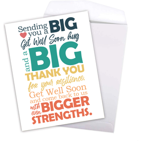 A Big Get Well Soon Greeting Cards with Envelopes – 8.5" x 11" Jumbo Size Thank You Cards for Large Groups and Teams  – 2 per Pack