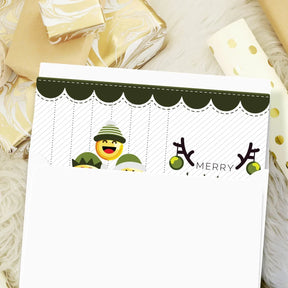 2023 Greeting Cards & Envelopes Merry Christmas and Happy New Year, Green Tree Emoji. Set of 25 FoldCard