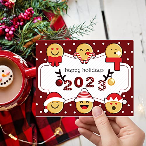 2023 Happy Holidays Greeting Cards – Red Blank Fold Over Card Stock & Envelopes. Set of 25 FoldCard