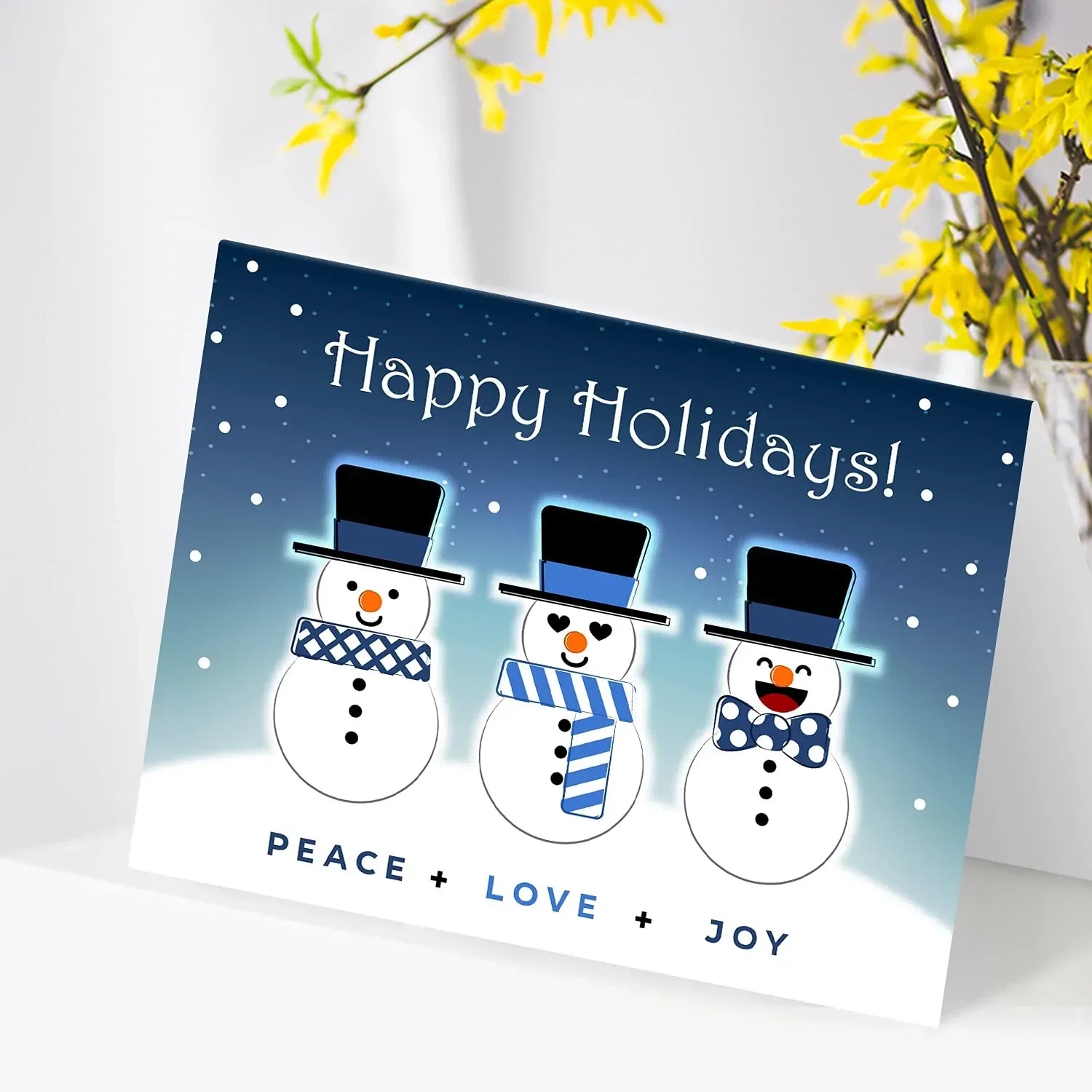 2023 Happy Holidays, Peace Love & Joy Greeting Cards & Envelopes Set of 25 FoldCard