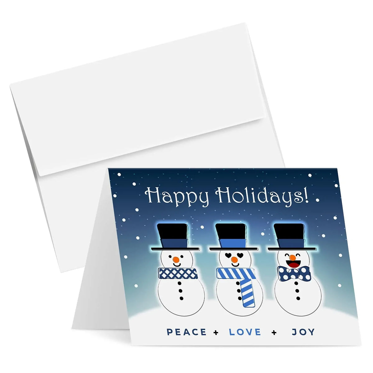 2023 Happy Holidays, Peace Love & Joy Greeting Cards & Envelopes Set of 25 FoldCard