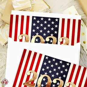 2023 Happy New Year – American Flag  4.25 x 5.5” - 25 Per Pack FoldCard