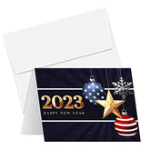 2023 Happy New Year – Blank American Patriotic  4.25 x 5.5” - 25 Per Pack FoldCard