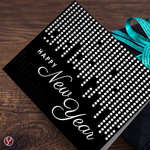 2023 Happy New Year Cards 25 Cards and 25 Envelopes per Pack | 4.25 x 5.5” (Black) FoldCard