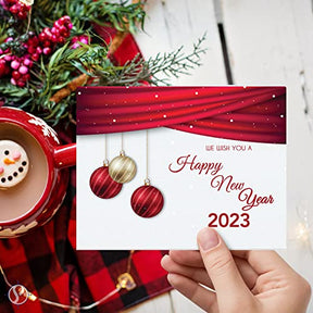 2023 Happy New Year Cards & Envelopes 25 Half Fold Cards & A7 Envelopes | 5 x 7 Inches FoldCard
