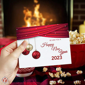 2023 Happy New Year Cards & Envelopes 25 Half Fold Cards & A7 Envelopes | 5 x 7 Inches FoldCard