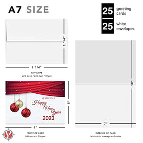 2023 Happy New Year Cards & Envelopes 25 Half Fold Cards & A7 Envelopes | 5 x 7 Inches FoldCard