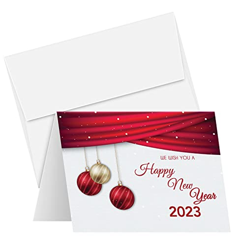 2023 Happy New Year Cards & Envelopes 25 Half Fold Cards & A7 Envelopes | 5 x 7 Inches FoldCard