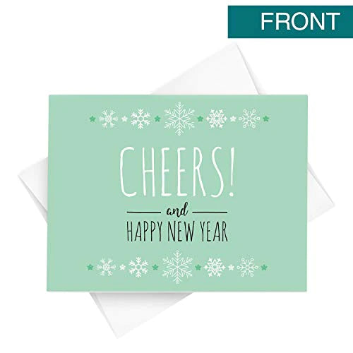 2023 Happy New Year Cheers Cards  25 Cards and 25 Envelopes per Pack FoldCard