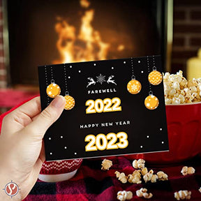 2023 Happy New Year Greeting Cards 25 Cards & 25 Envelopes per Pack - 4.25 x 5.5” (A2 Size) FoldCard