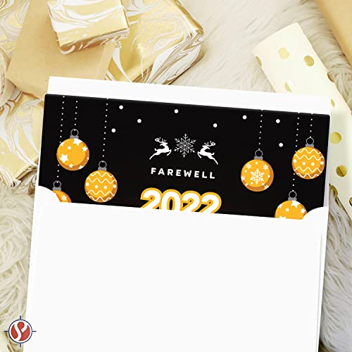 2023 Happy New Year Greeting Cards 25 Cards & 25 Envelopes per Pack - 4.25 x 5.5” (A2 Size) FoldCard