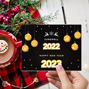 2023 Happy New Year Greeting Cards 25 Cards & 25 Envelopes per Pack - 4.25 x 5.5” (A2 Size) FoldCard