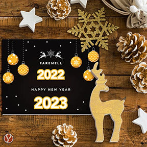 2023 Happy New Year Greeting Cards 25 Cards & 25 Envelopes per Pack - 4.25 x 5.5” (A2 Size) FoldCard