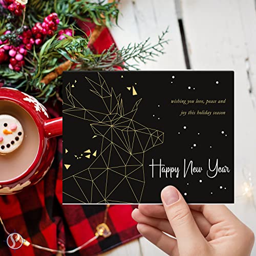 2023 Happy New Year Holiday Greeting Cards 25 Per Pack - 4.25 x 5.5” (A2 Size) FoldCard