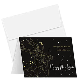 2023 Happy New Year Holiday Greeting Cards 25 Per Pack - 4.25 x 5.5” (A2 Size) FoldCard