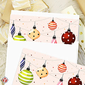 2023 Happy New Year Holiday Greeting Cards – Blank Xmas Fold Over Cards & Envelopes, Colorful Baubles – For Christmas and New Year’s Gift & Presents | 25 Per Pack | 4.25 x 5.5” (A2 Size) FoldCard