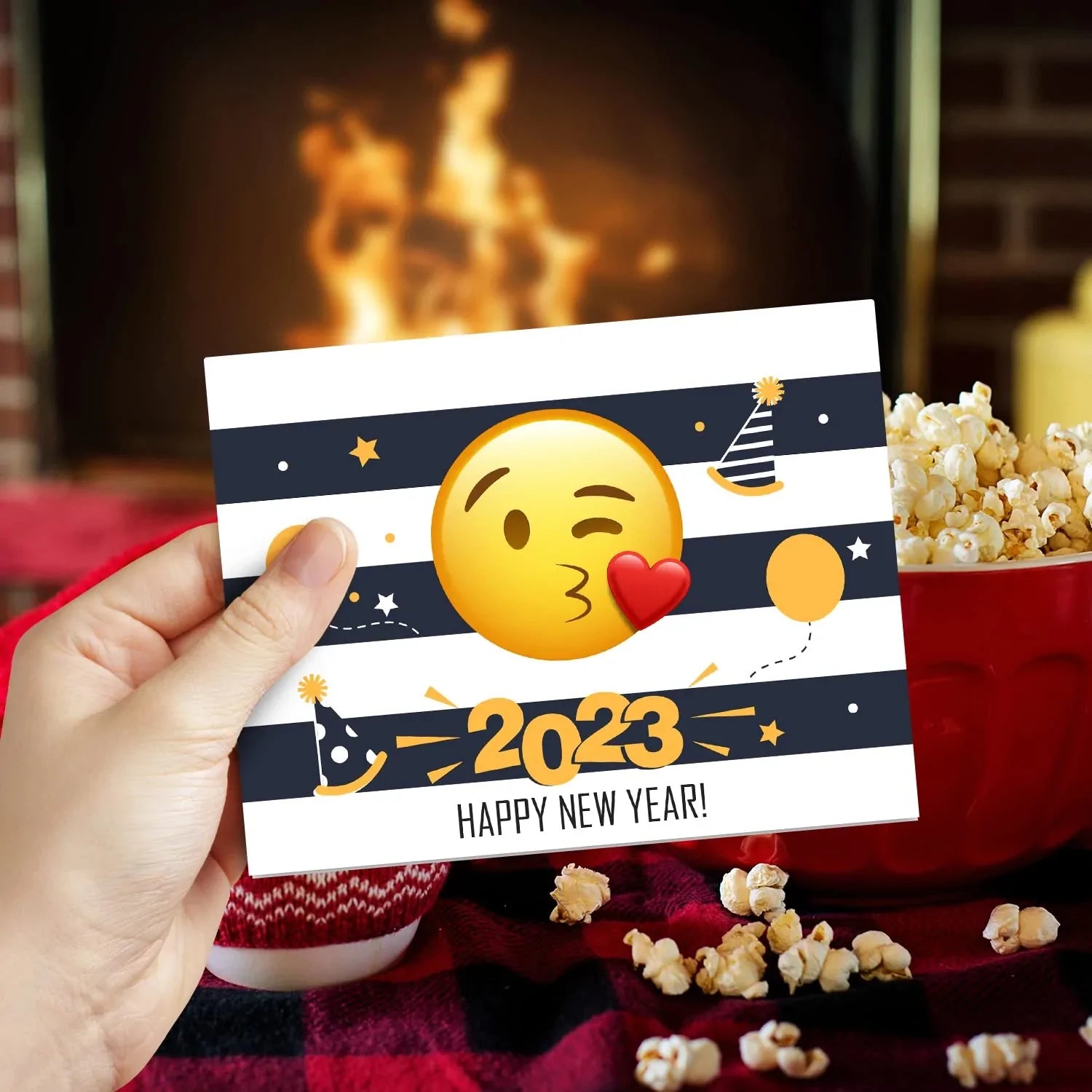2023 Have A Happy New Year Cards Holiday Love Greetings Emoji. Set of 25 FoldCard