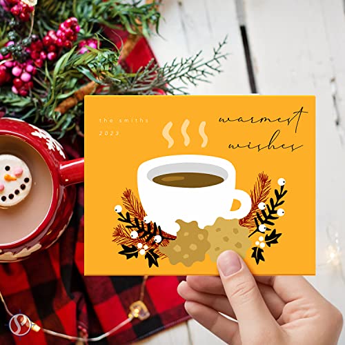 2023 Holiday Christmas Greeting Cards - 25 Gold & 25 Red Blank Greeting Cards with 50 White Envelopes - Card Size 5 x 7 When Folded - Envelopes Size A7 FoldCard