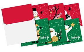 2023 Holiday Christmas Greeting Cards - 25 Red & 25 Green Blank Cards with 50 White Envelopes FoldCard