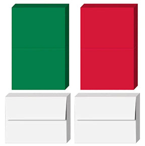 2023 Holiday Christmas Greeting Cards - 25 Red & 25 Green Blank Cards with 50 White Envelopes FoldCard