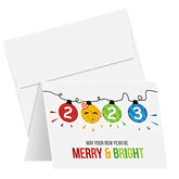 2023 Merry Christmas Happy New Year Holiday Greeting Cards 25 Per Pack - 4.25 x 5.5” (A2 Size) FoldCard