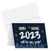 2023 Will Be My Year! Blue Happy New Year Greeting Card 4.25 x 5.5 (A2 Size) - 25 Cards and 25 Envelopes FoldCard