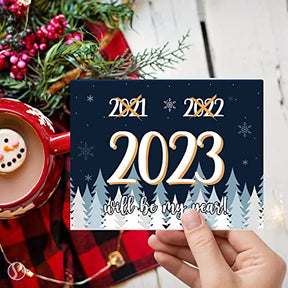 2023 Will Be My Year! Blue Happy New Year Greeting Cards and Envelopes 4.25 x 5.5 (A2 Size) - 25 Cards and 25 Envelopes FoldCard