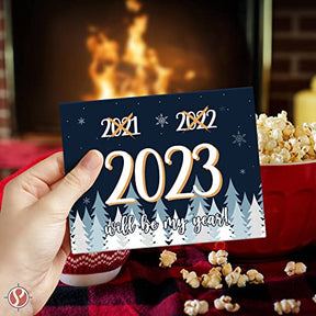 2023 Will Be My Year! Blue Happy New Year Greeting Cards and Envelopes 4.25 x 5.5 (A2 Size) - 25 Cards and 25 Envelopes FoldCard