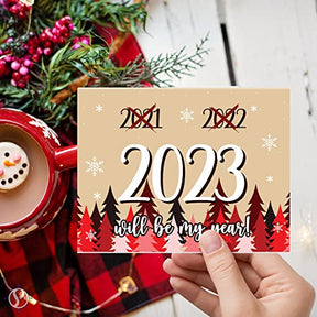 2023 Will Be My Year! Red Happy New Year Greeting Card 4.25 x 5.5 (A2 Size) - 25 Cards and 25 Envelopes FoldCard