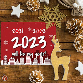 2023 Will Be My Year! Red Happy New Year Greeting Card 4.25 x 5.5 (A2 Size) - 25 Cards and 25 Envelopes FoldCard